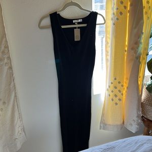 Fitted Black Ribbed Sweater Dress